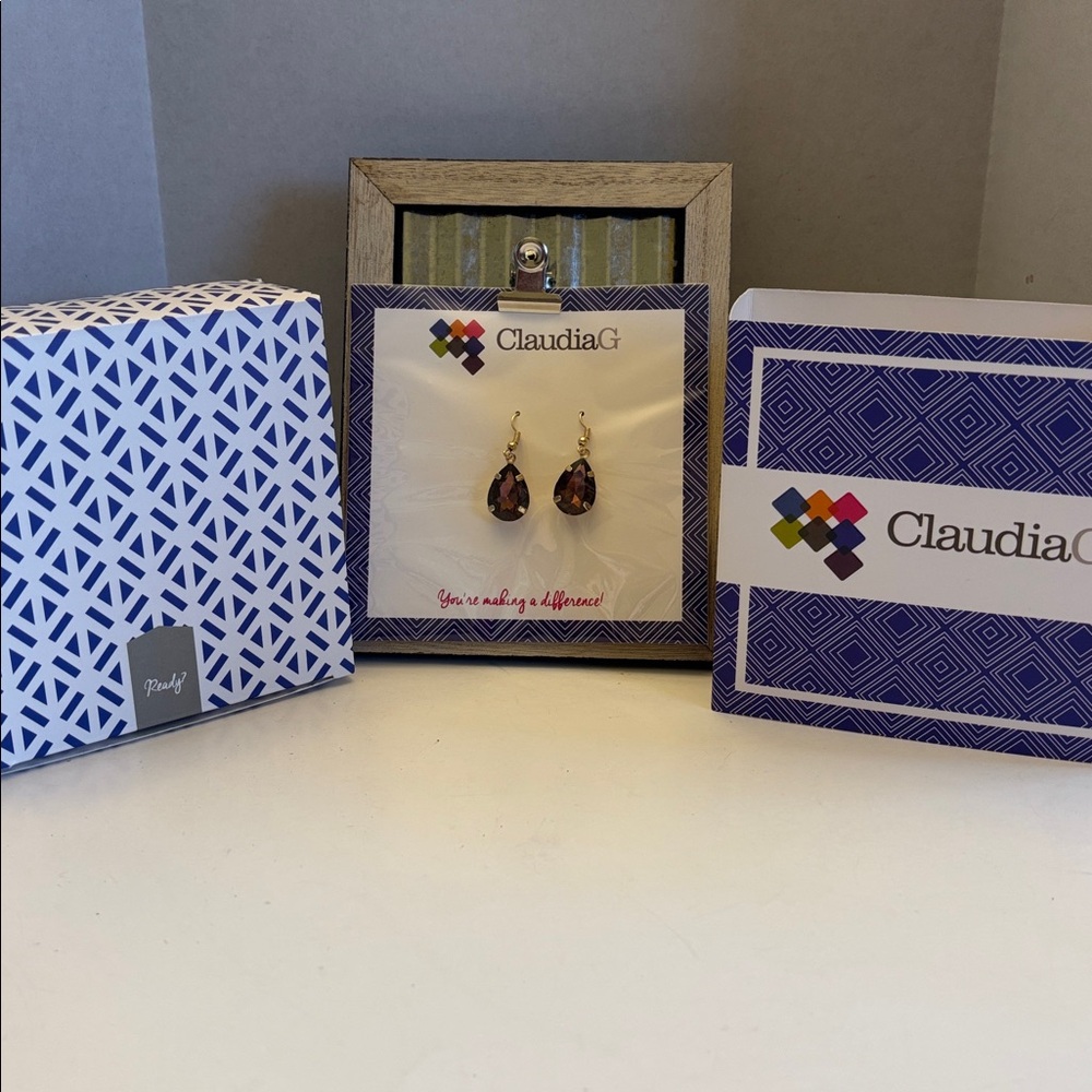 Claudia G Drop Gold Berry Earrings Gift Boxed